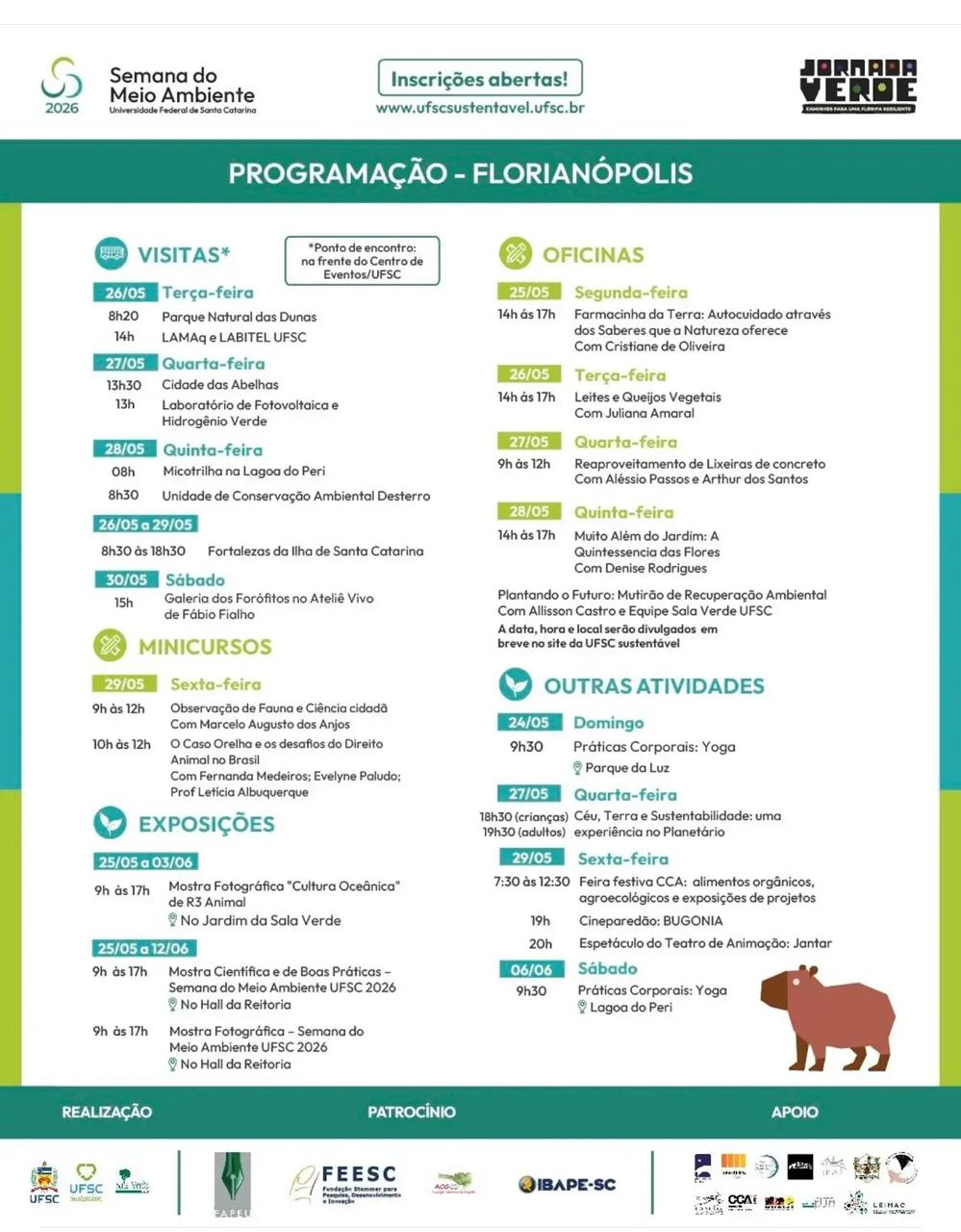 Imagem da notícia Fapeu é uma das patrocinadoras da Semana do Meio Ambiente 2026 da UFSC