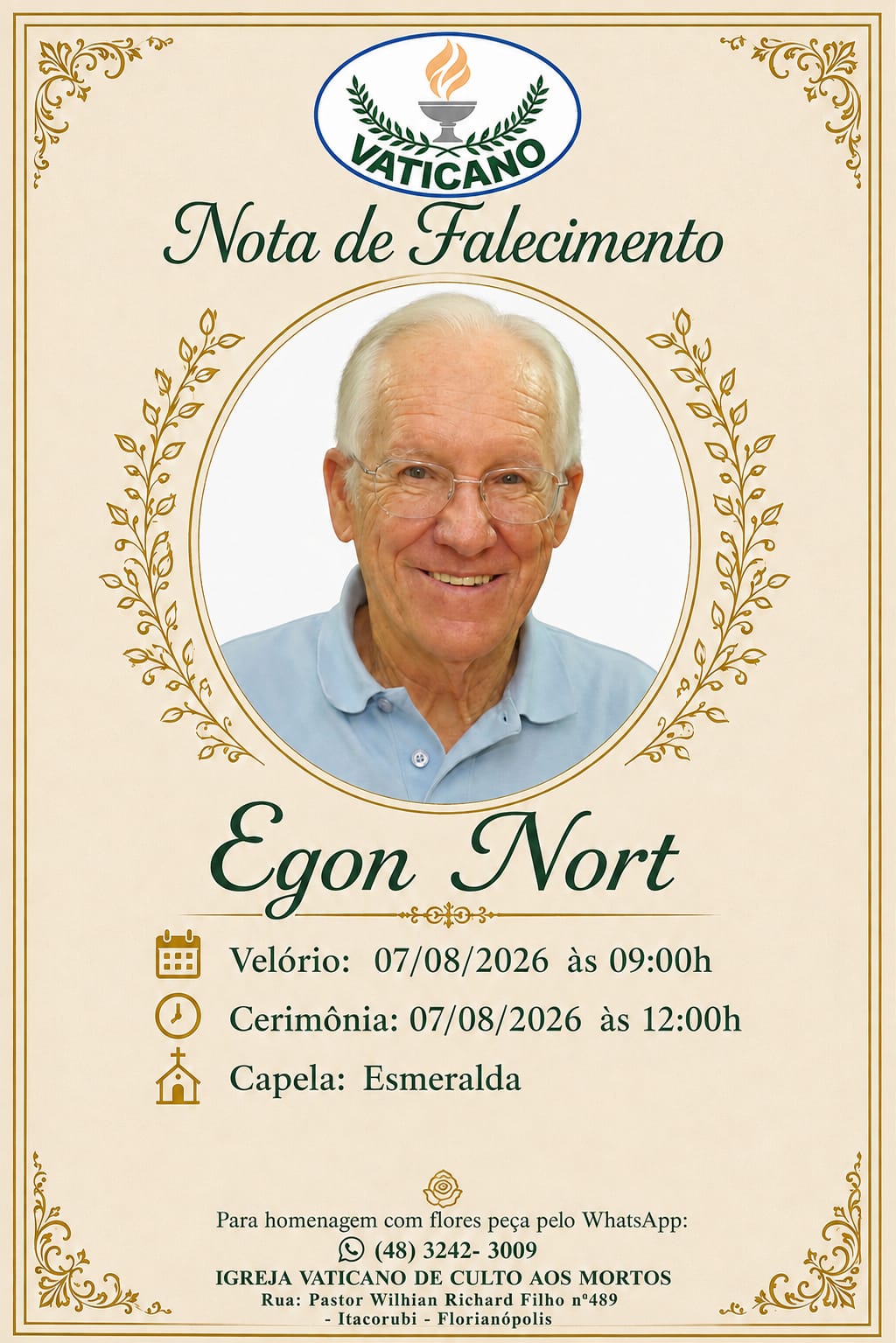 Imagem da notícia Fapeu lamenta o falecimento do professor Egon Nort, integrante do grupo que deu origem à Fundação