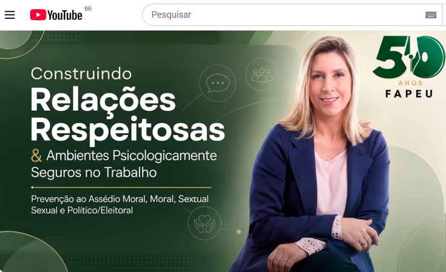 Imagem da notícia Fapeu promove palestra on-line sobre assédios moral, sexual e político-eleitoral